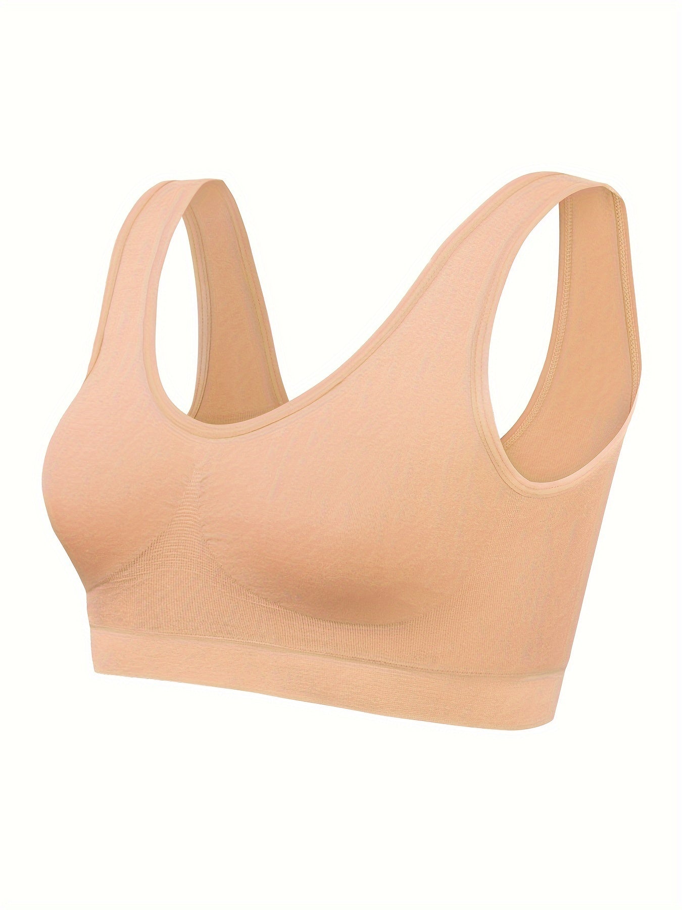 A front view of a brown Padded Sports Bra For Women sold by 100 Spartans on a white background