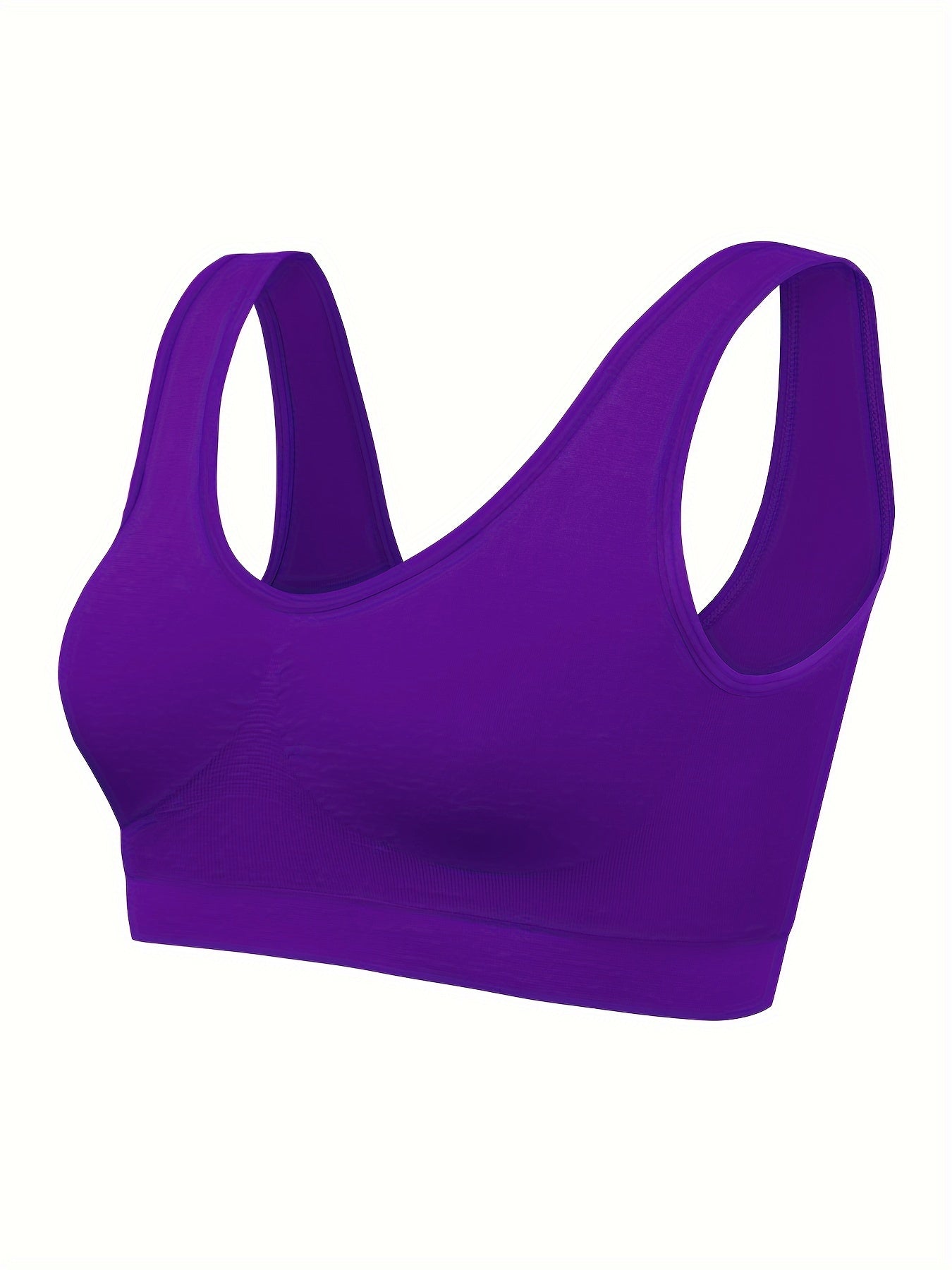 A front view of a purple Padded Sports Bra For Women sold by 100 Spartans on a white background