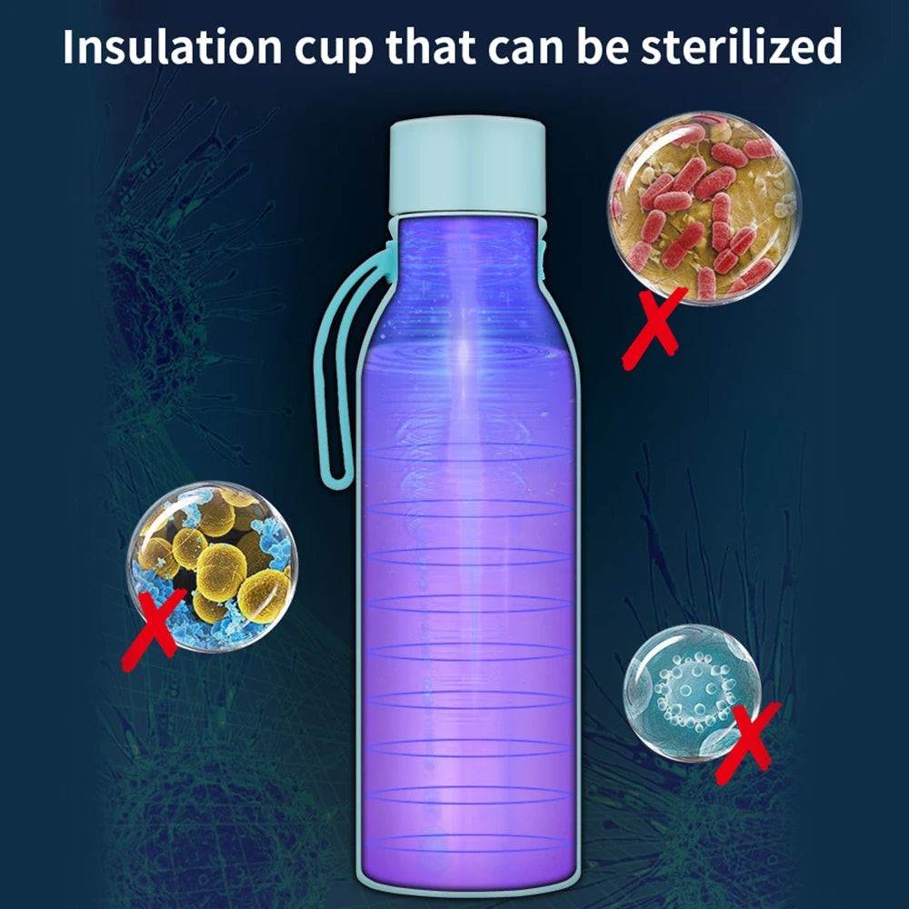 Insulation feature of the smart water bottle and its self sterilized functionality.