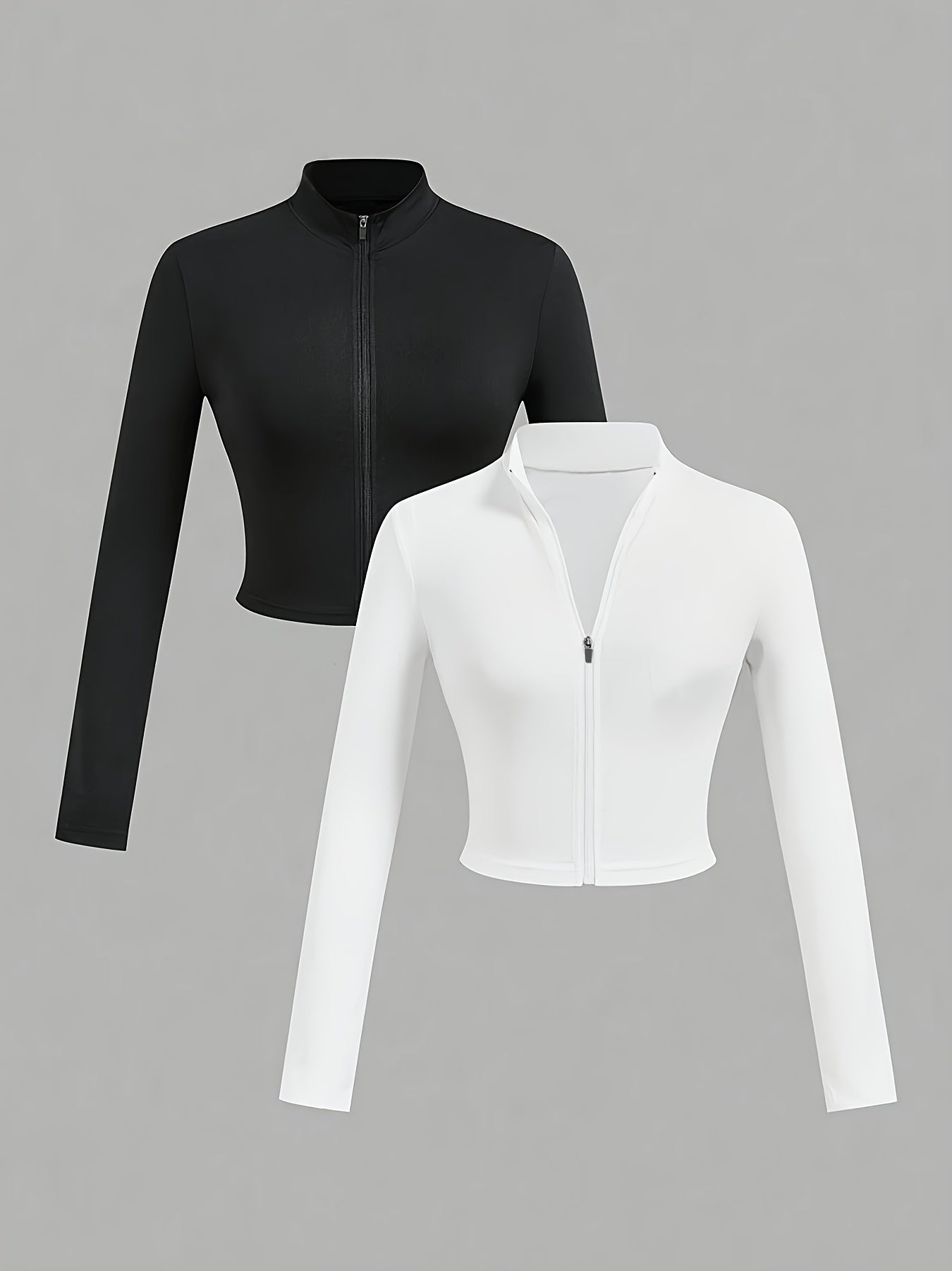 2 pcs Black and white womens zip up sweatshirt sold by 100 Spartans on a gray background