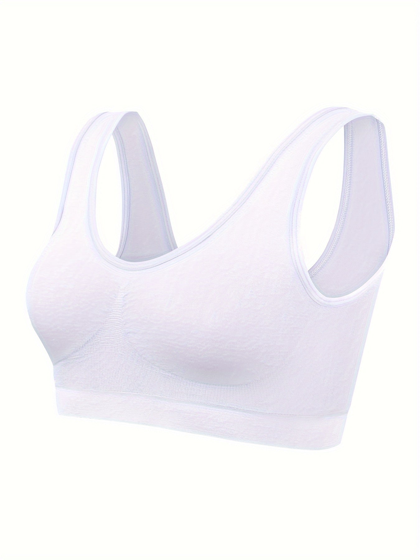 A front view of a lavender Paded Sports Bra For Women sold by 100 Spartans on a white background