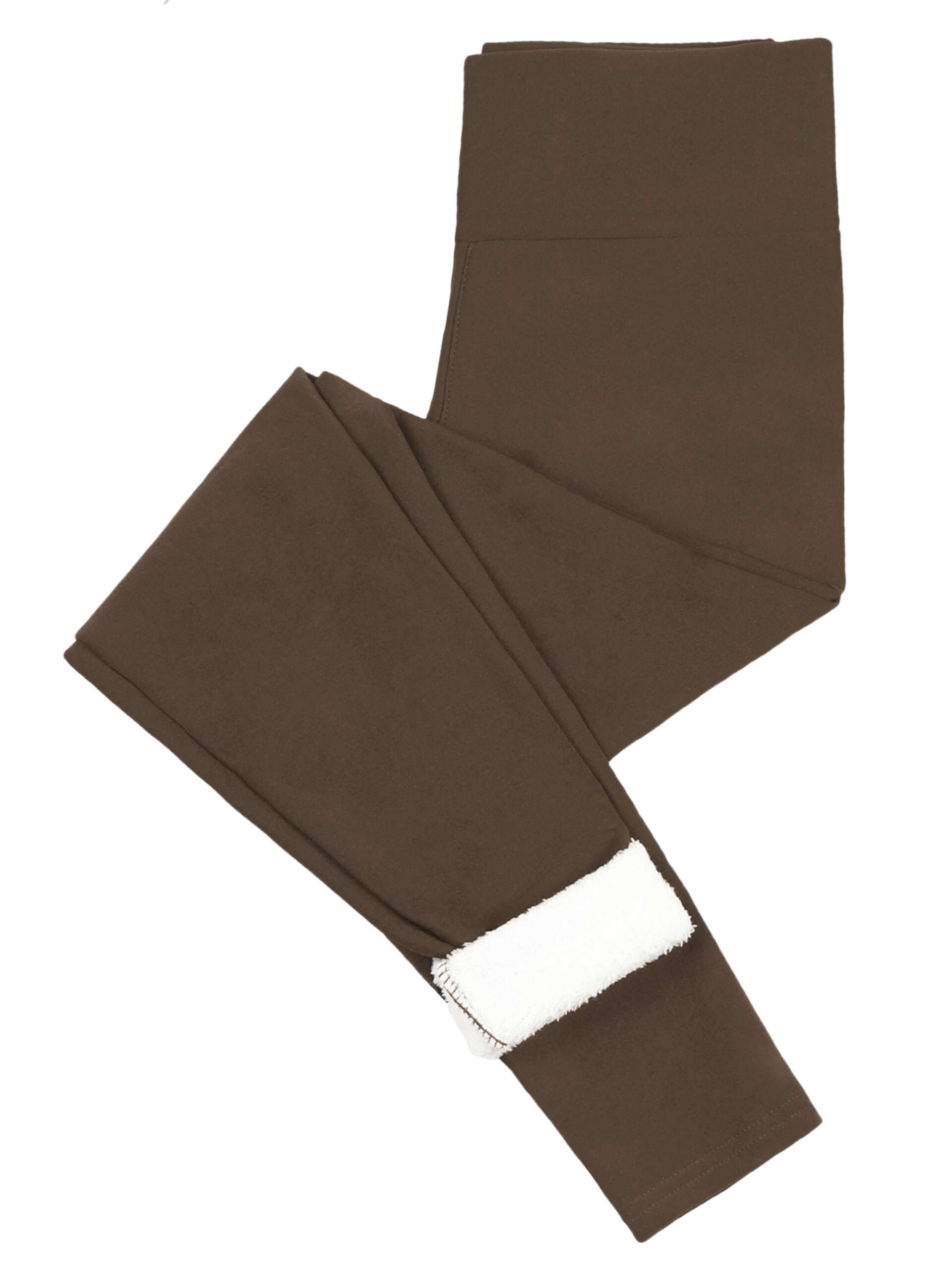 Womens Fleece Lined Leggings - Coffee, L image