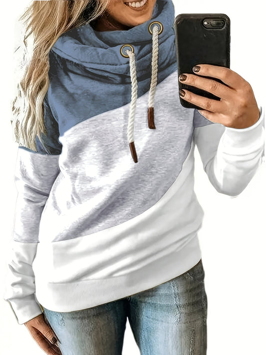 1pc Plus Size Women's Patchwork Hoodie
