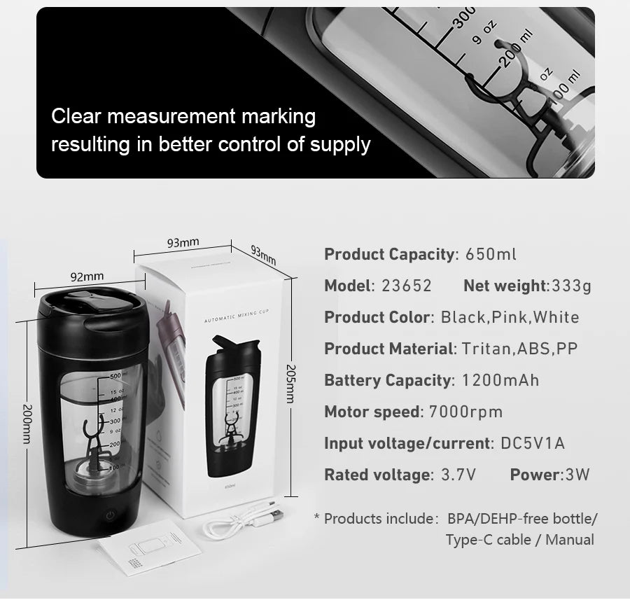 Dimension and specification of a black blender water bottle sold by 100 Spartans