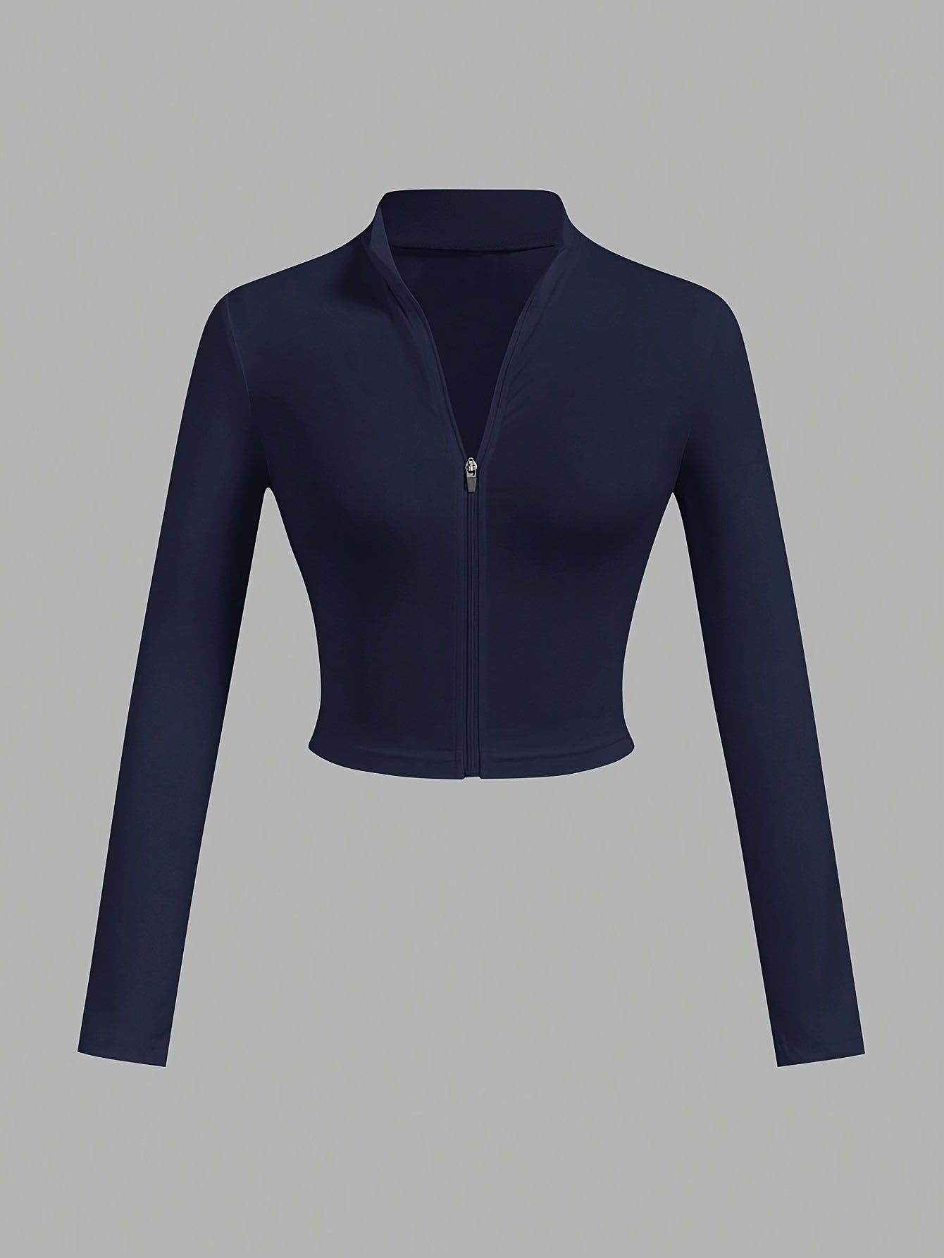 Navy blue womens zip up sweatshirt sold by 100 Spartans on a gray background