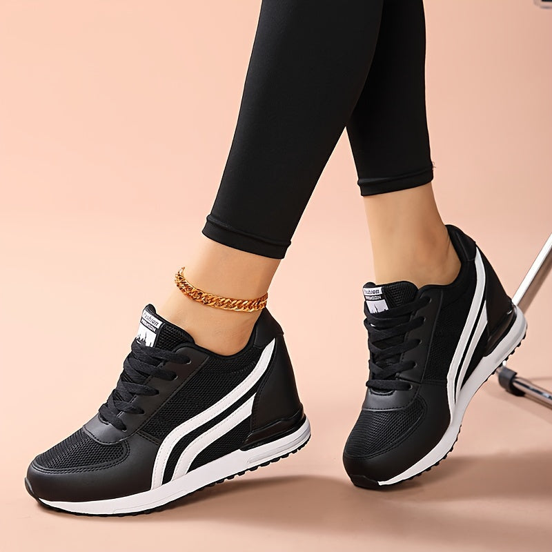Black ladies wedge sneakers sold by 100 Spartans