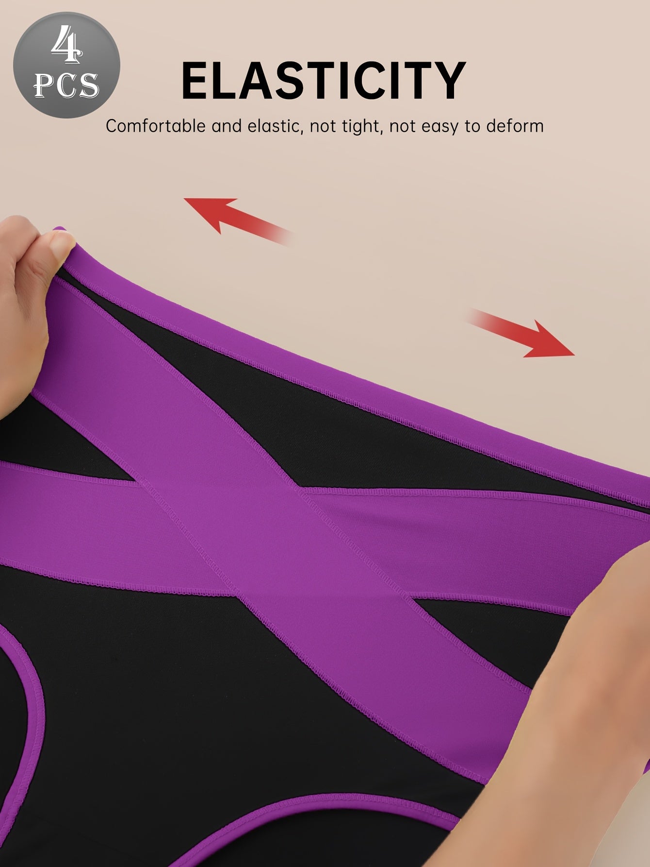 The elastic quality of the set of 4 cotton tummy control panties sold by 100 Spartans