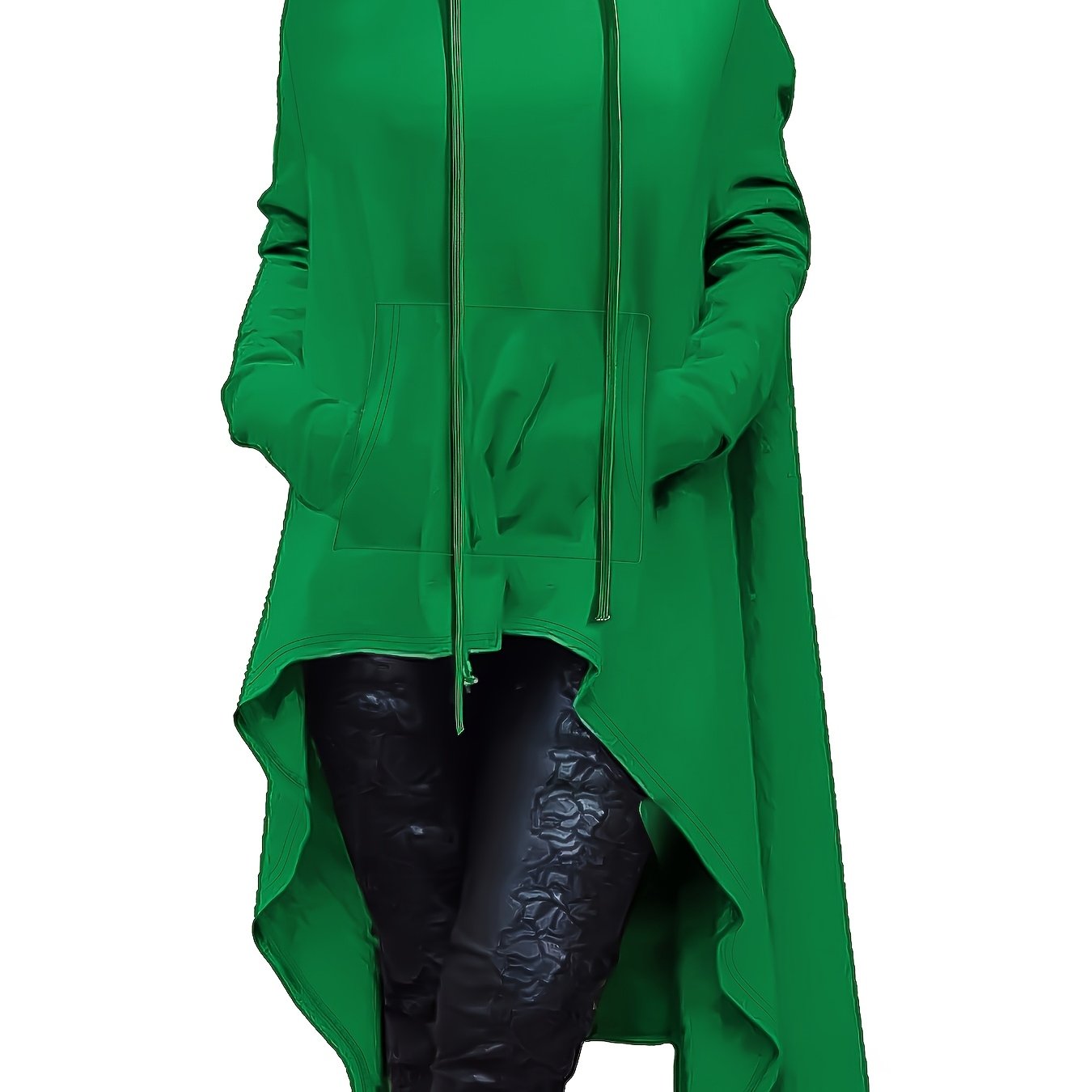 A woman wearing a green women’s oversized hoodie sold by 100 Spartans