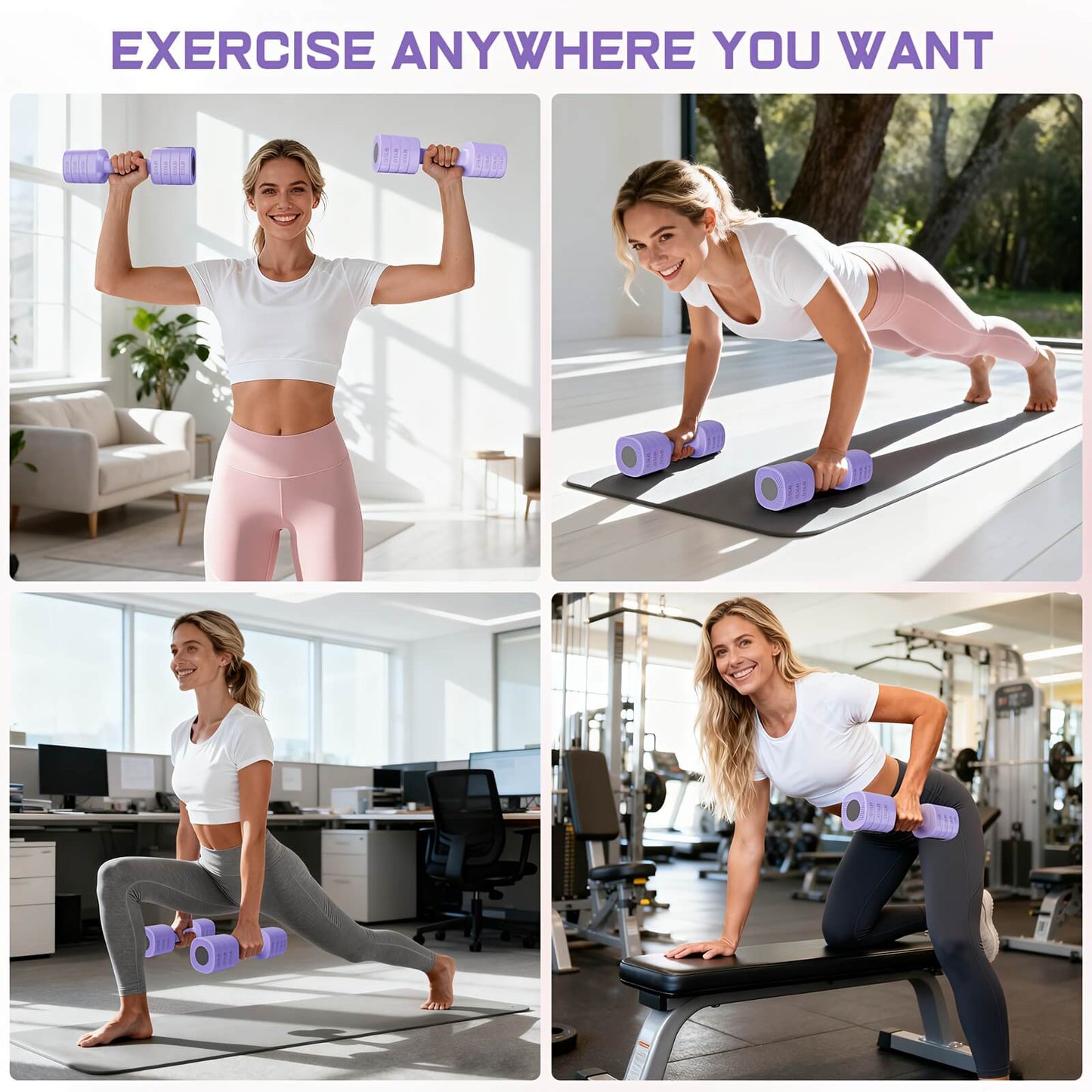 A woman working out with a pair of A core home fitness adjustable dumbbell set sold by 100 Spartans