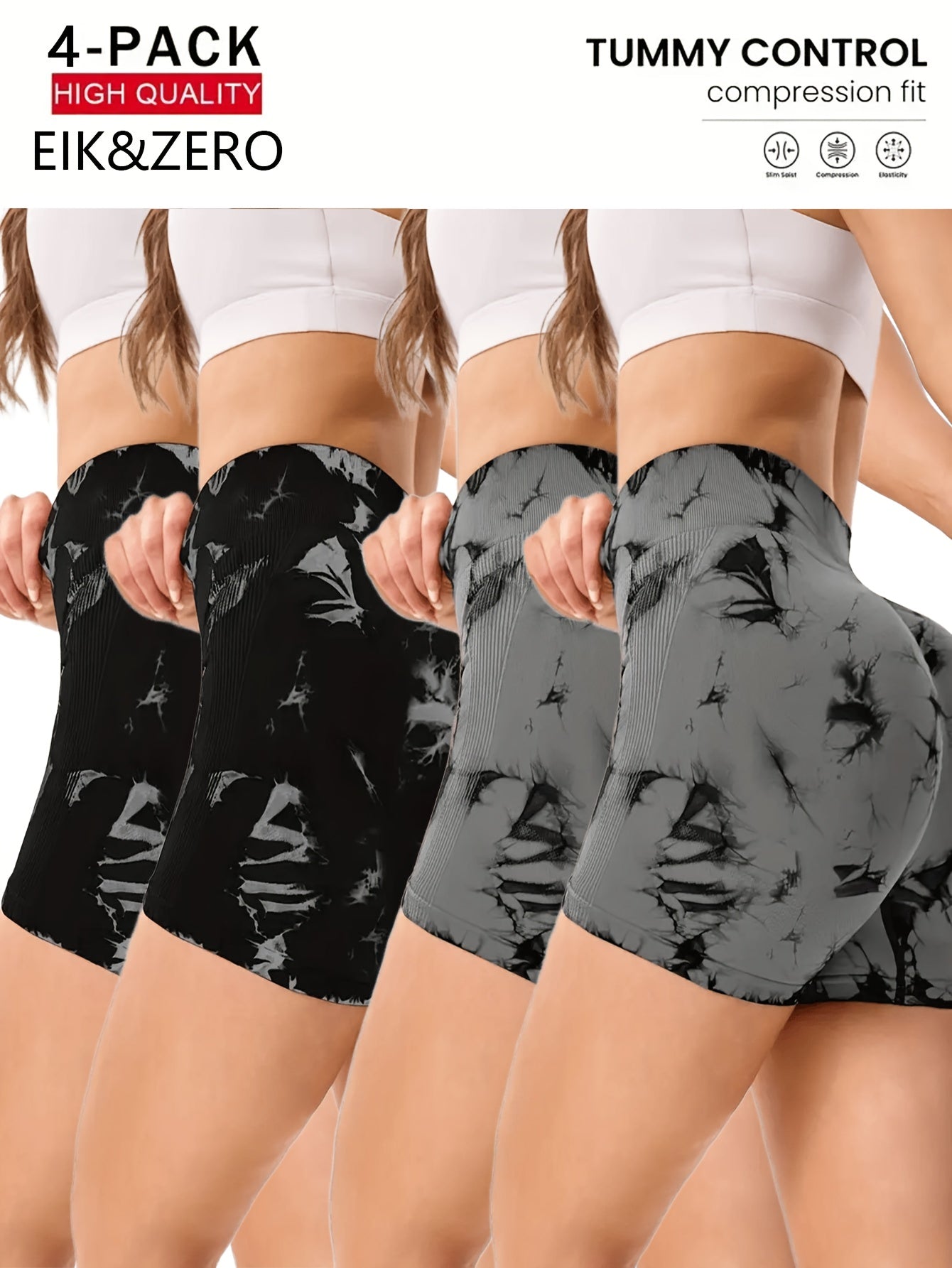 Tummy control compression women's yoga shorts  on a white background