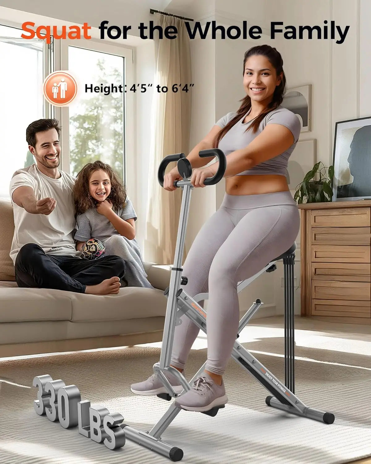 A woman exercising on a Squat Machine for Home sold by 100 Spartans