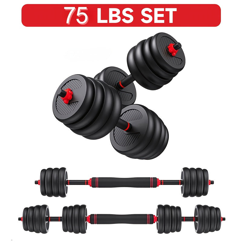 Set of adjustable dumbbells on a white background