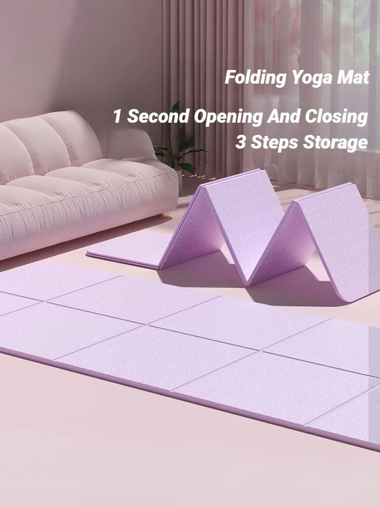 A purple foldable yoga mat sold by 100 Spartans