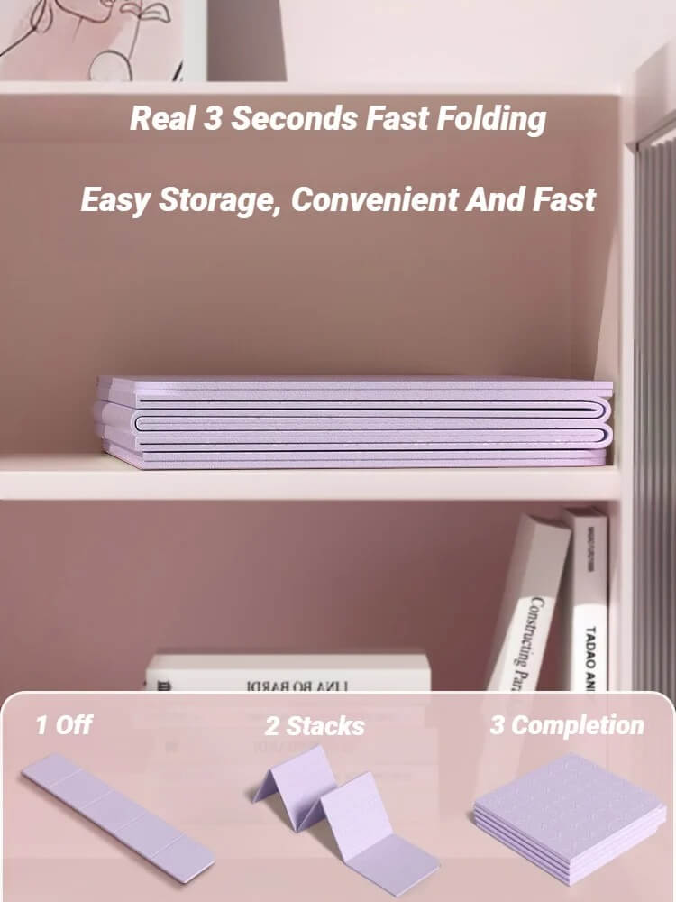 A folded purple foldable yoga mat sold by 100 Spartans