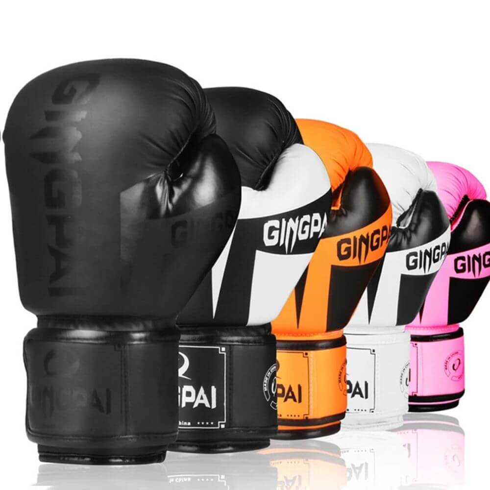 Different colors of PU boxing gloves sold by 100 Spartans