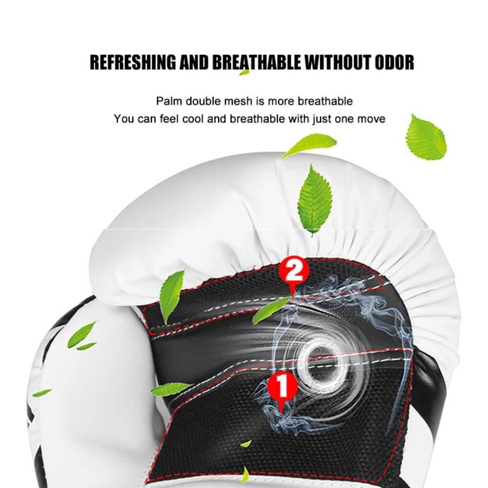 A white PU boxing gloves sold by 100 Spartans