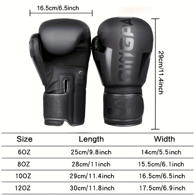 Dimensions of a black PU boxing gloves sold by 100 Spartans