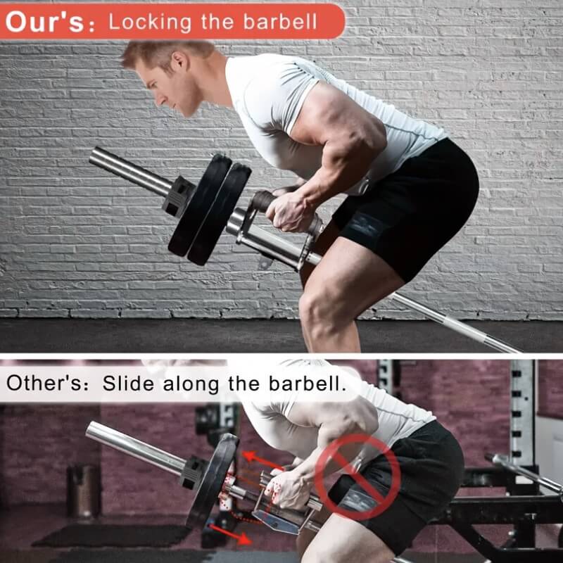 Man lifting a barbell with a correct T bar row handle and incorrect techniques demonstrated.