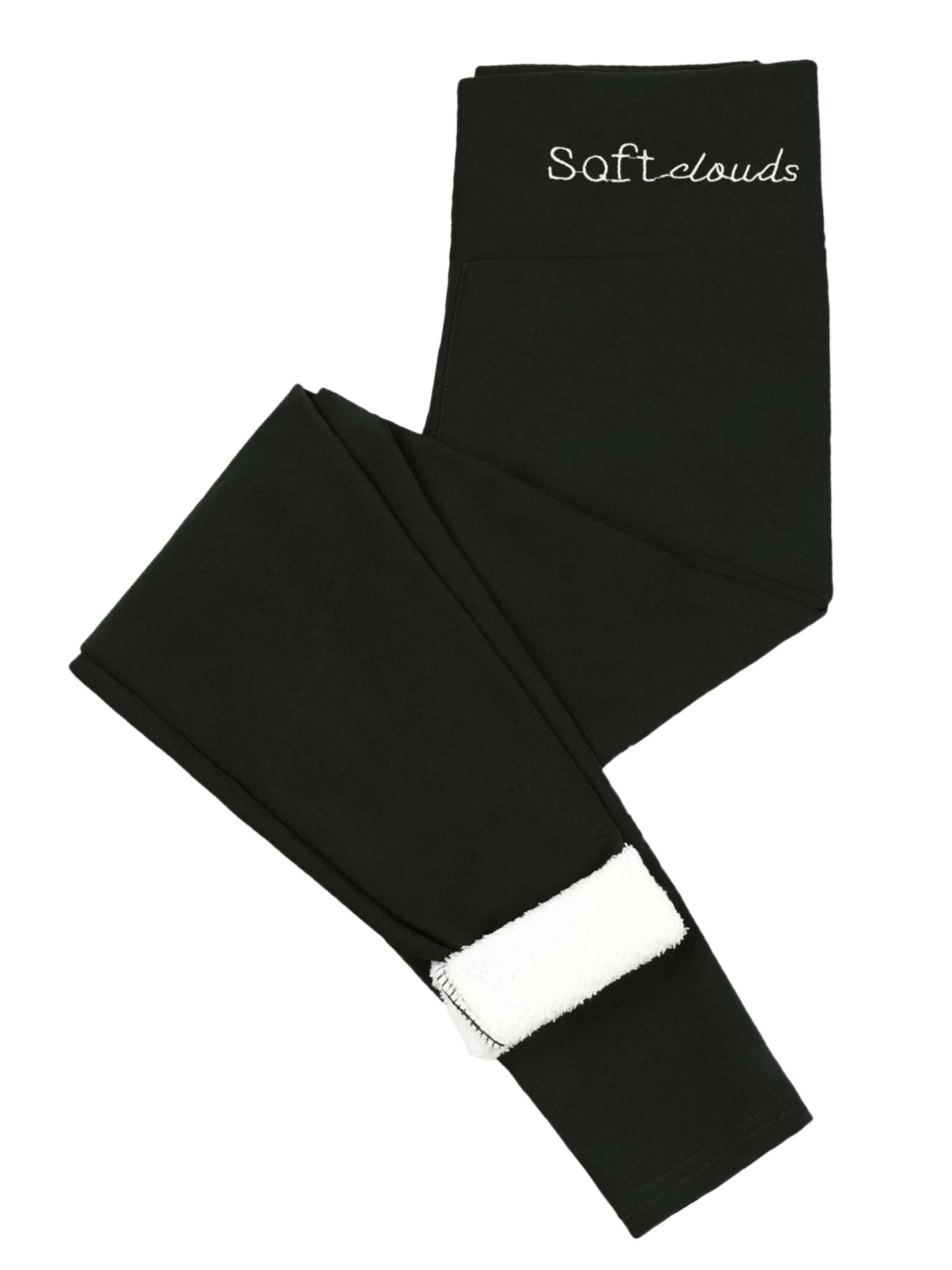 Womens Fleece Lined Leggings - Black Embroidery, XL image
