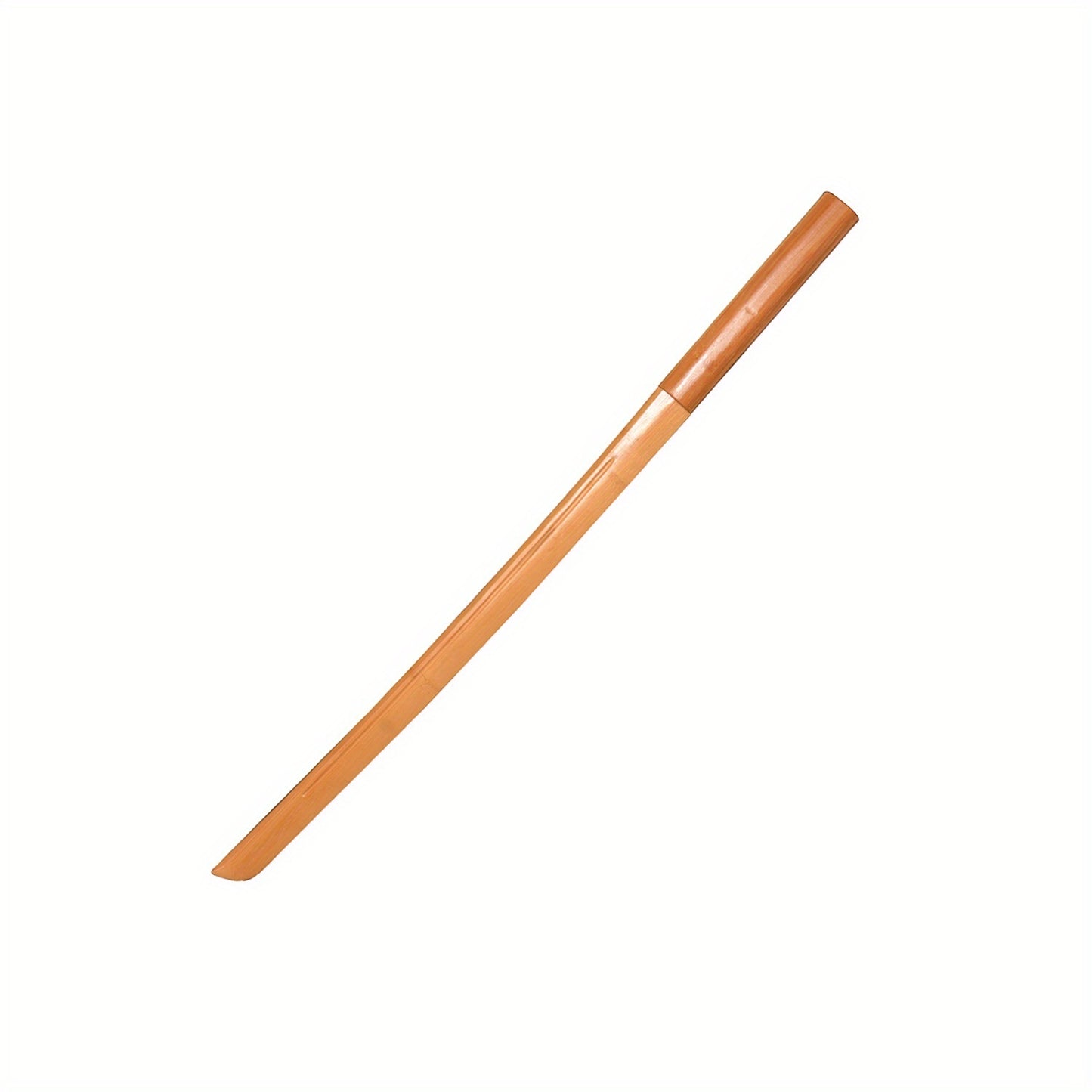 Long, thin, brown training sword on a white background