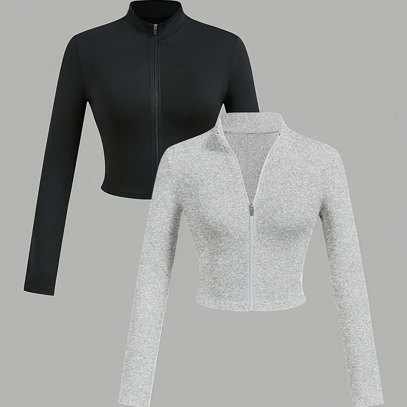 2 pcs black and gray womens zip up sweatshirt sold by 100 Spartans on a gray background