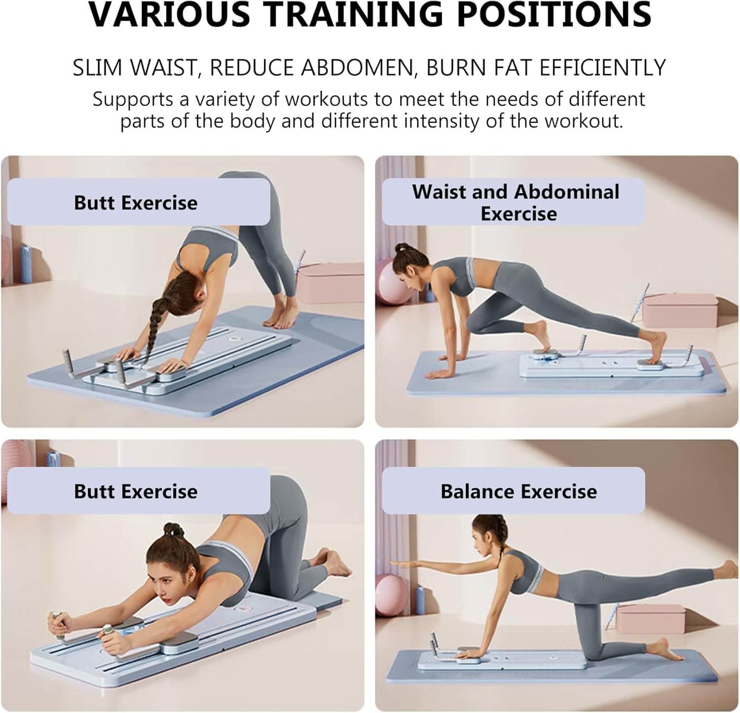 A woman working out with the Pilates Board sold by 100 Spartans