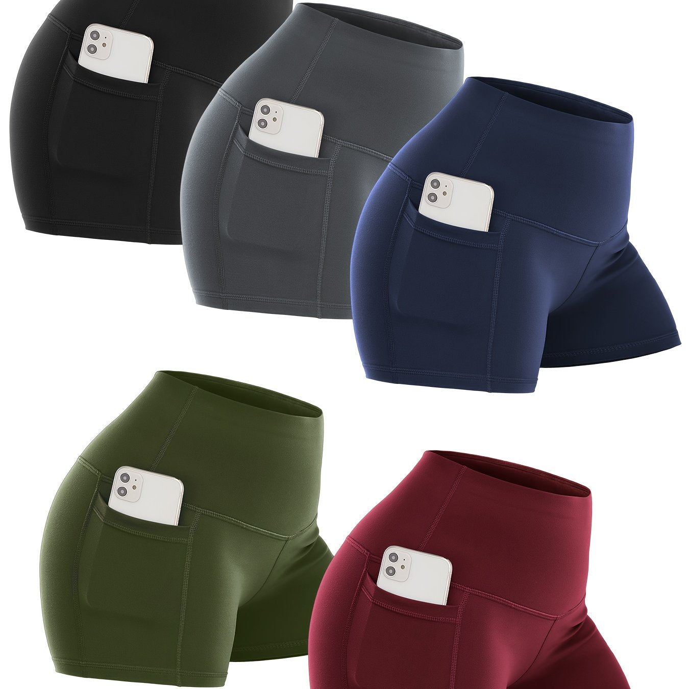 5pcs Biker Shorts With Pockets