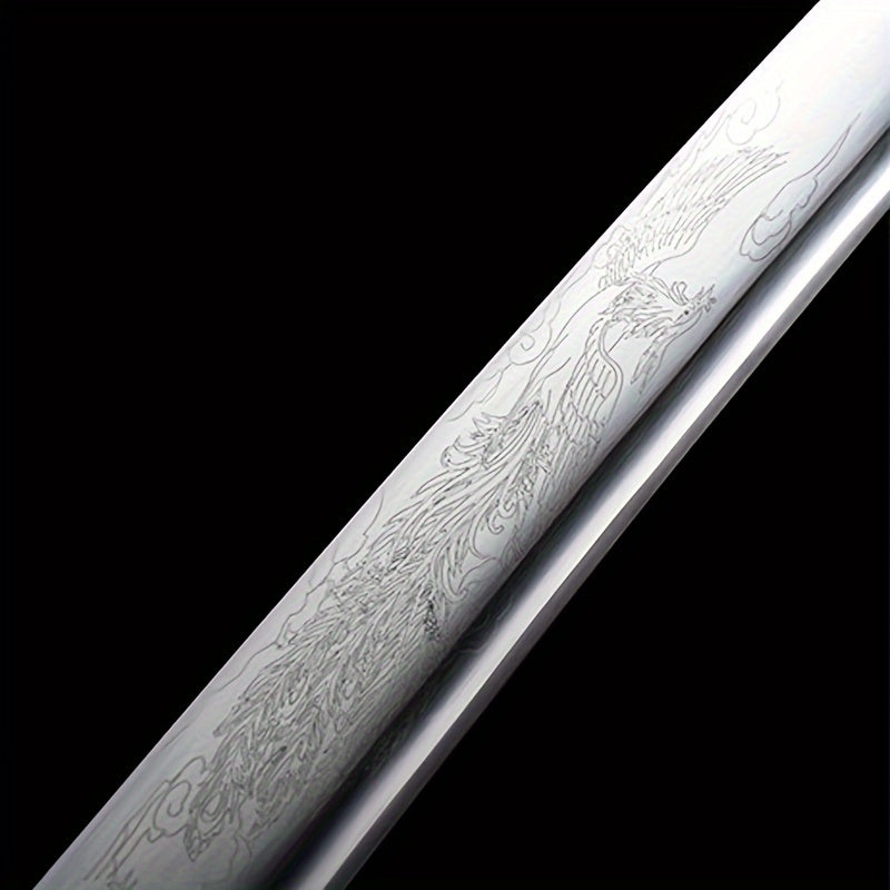 Antique Japanese Samurai Katana sword handle with engraved patterns on a black background