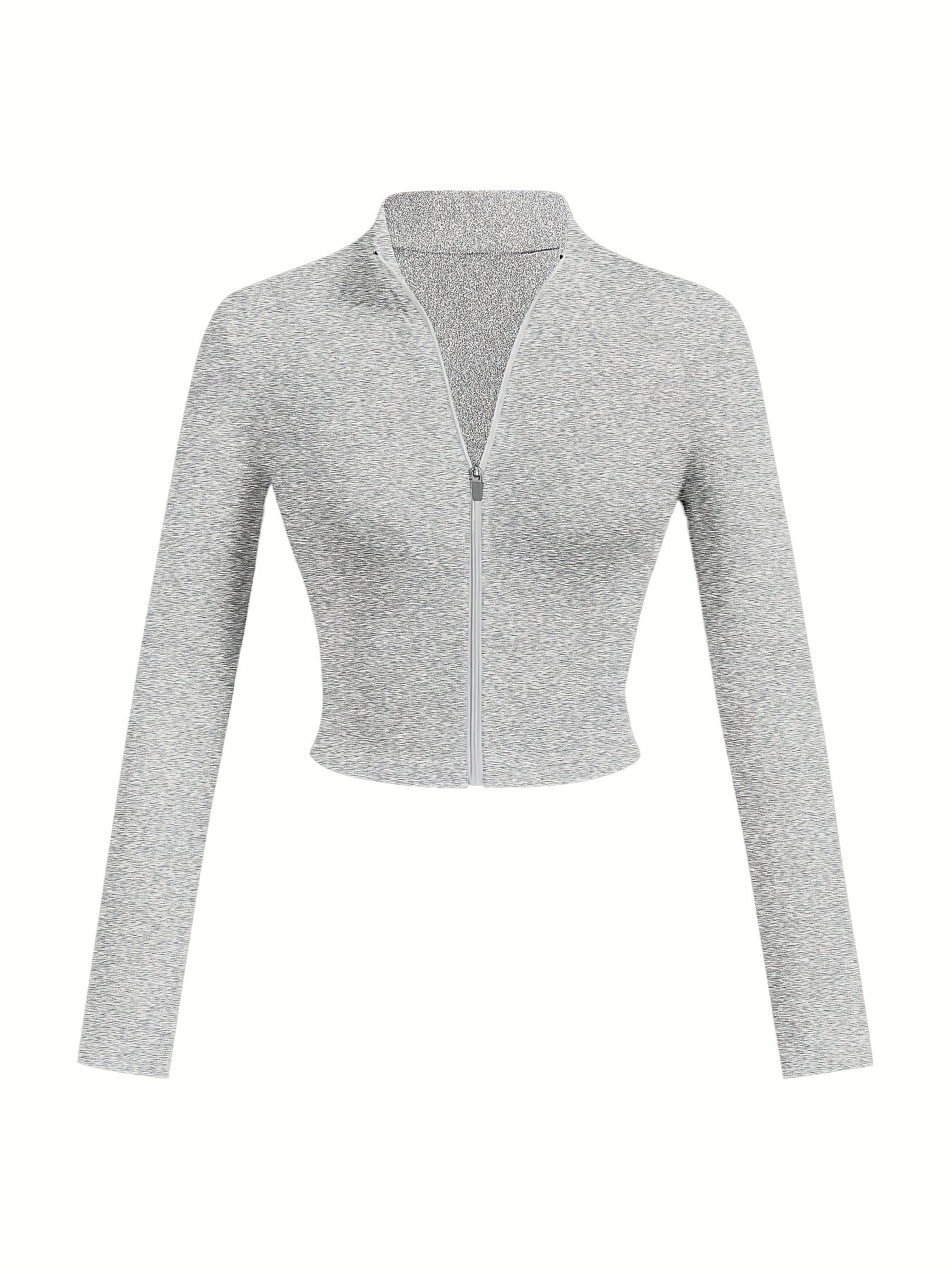 Gray womens zip up sweatshirt sold by 100 Spartans on a gray background