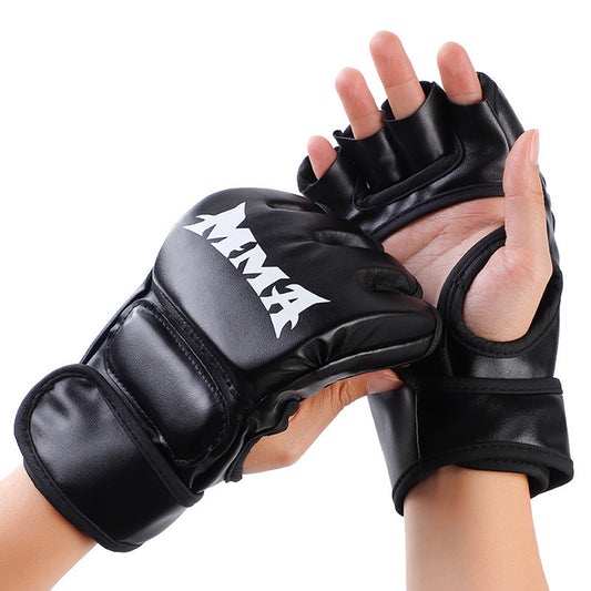 A black mma boxing gloves sold by 100 Spartans