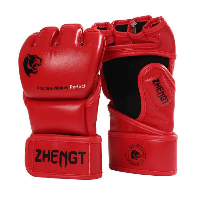 Red muay thai gloves sold by 100 Spartans