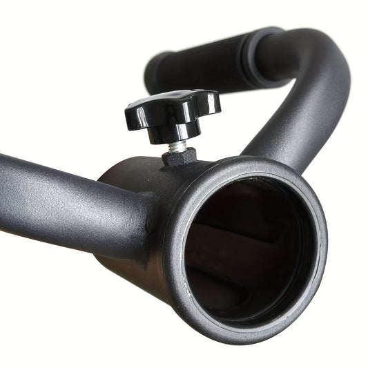 Close-up of a black T Bar Row Attachment on a white background