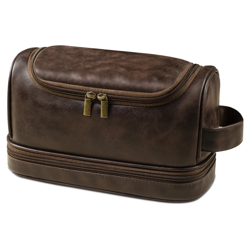 Premium Leather Dopp Kit - Brown image