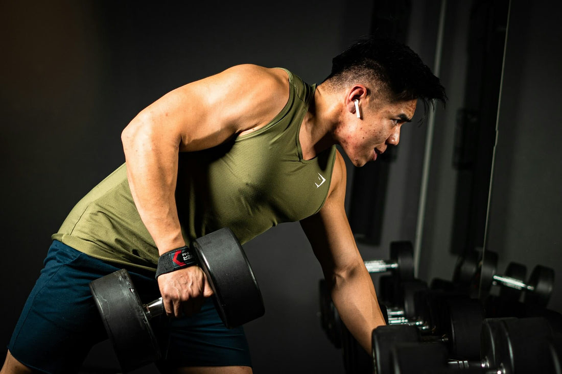 A man working out with a dumbbell