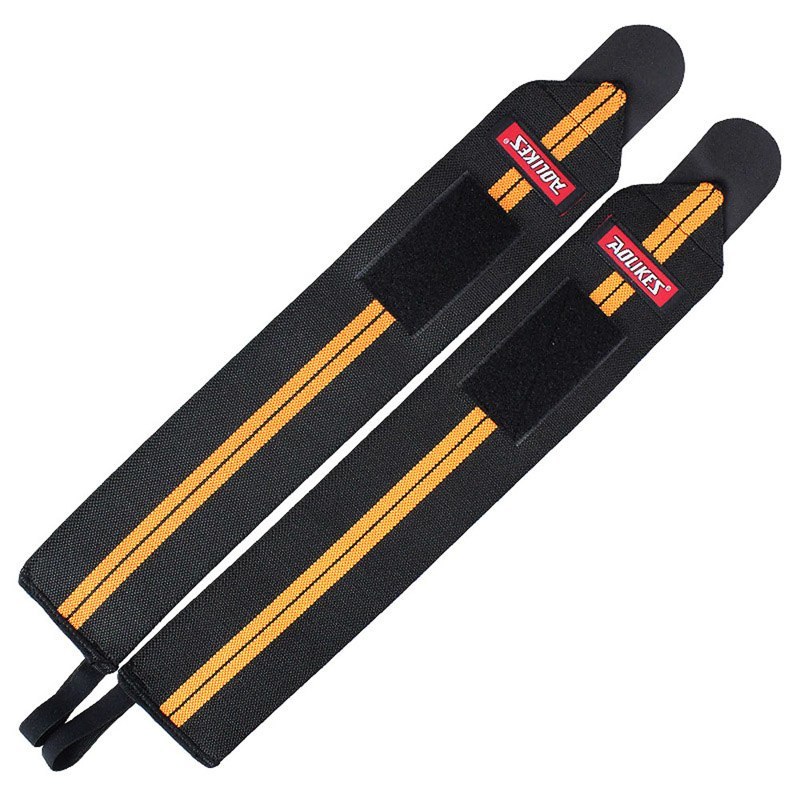 Weightlifting Wrist Wraps - Black orange 2pcs image
