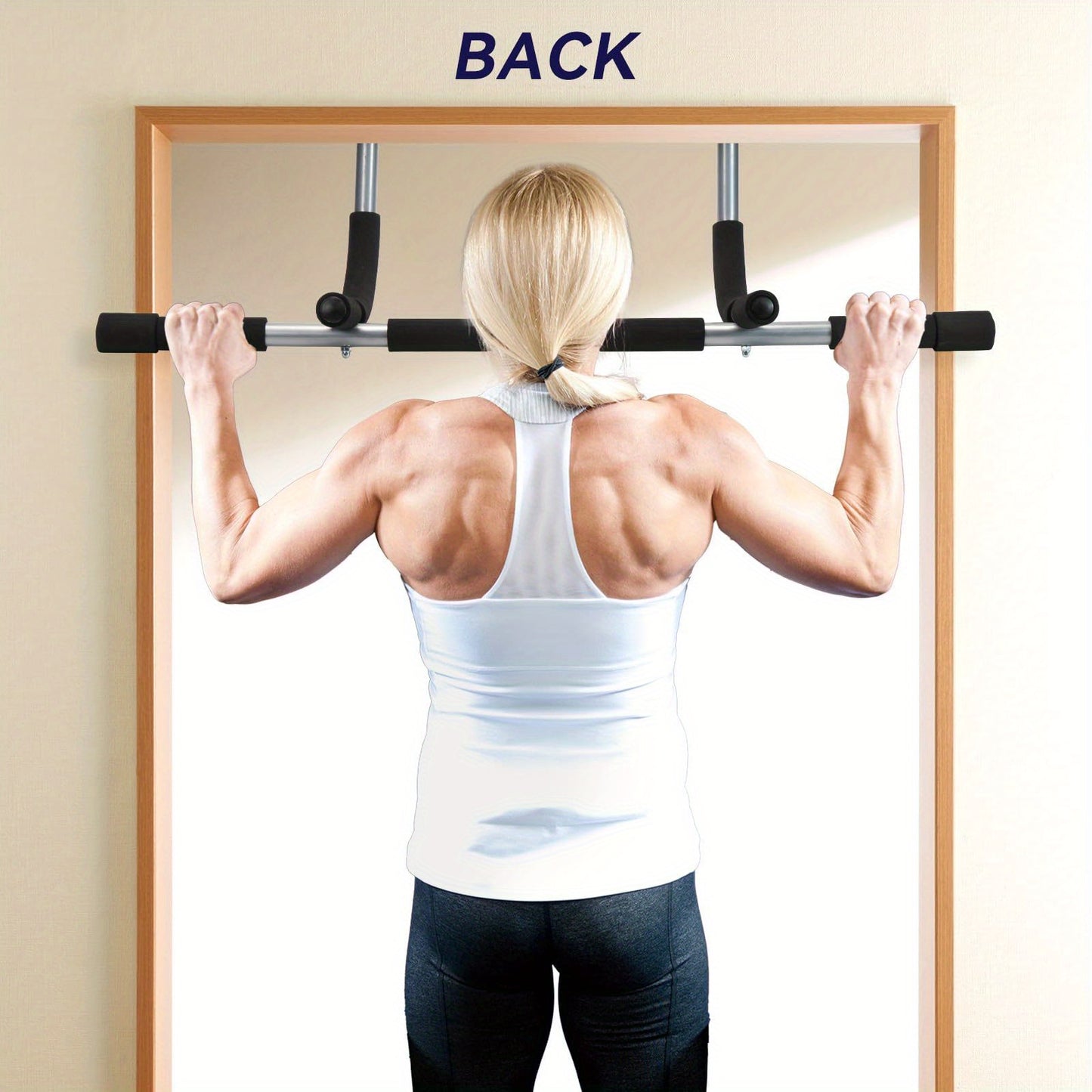 Person using a Pull Up Bar For Doorway.