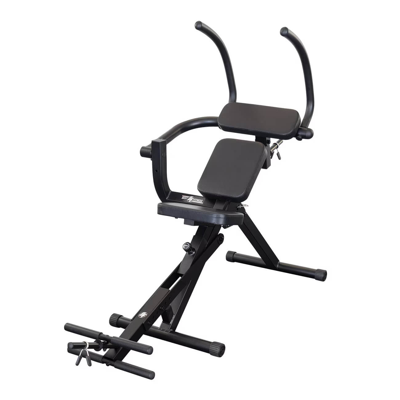 A semi-recumbent ab bench
