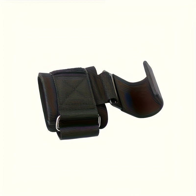 Black weight lifting hooks on a white background