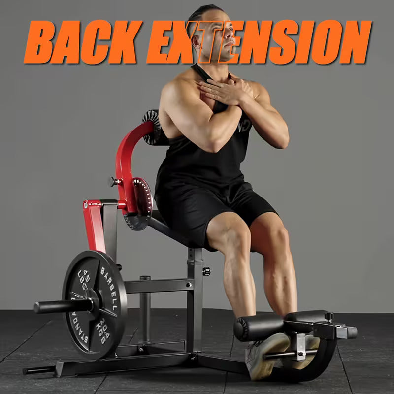 A man working out with a leg curl extension machine sold by 100 Spartans
