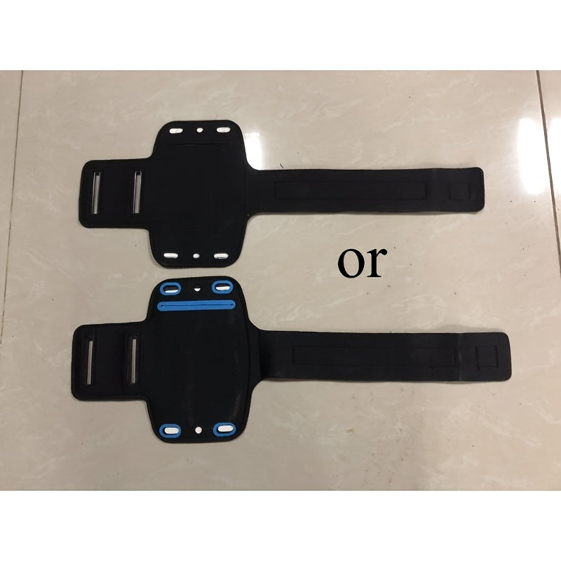 Two black phone holder for running on a beige surface 