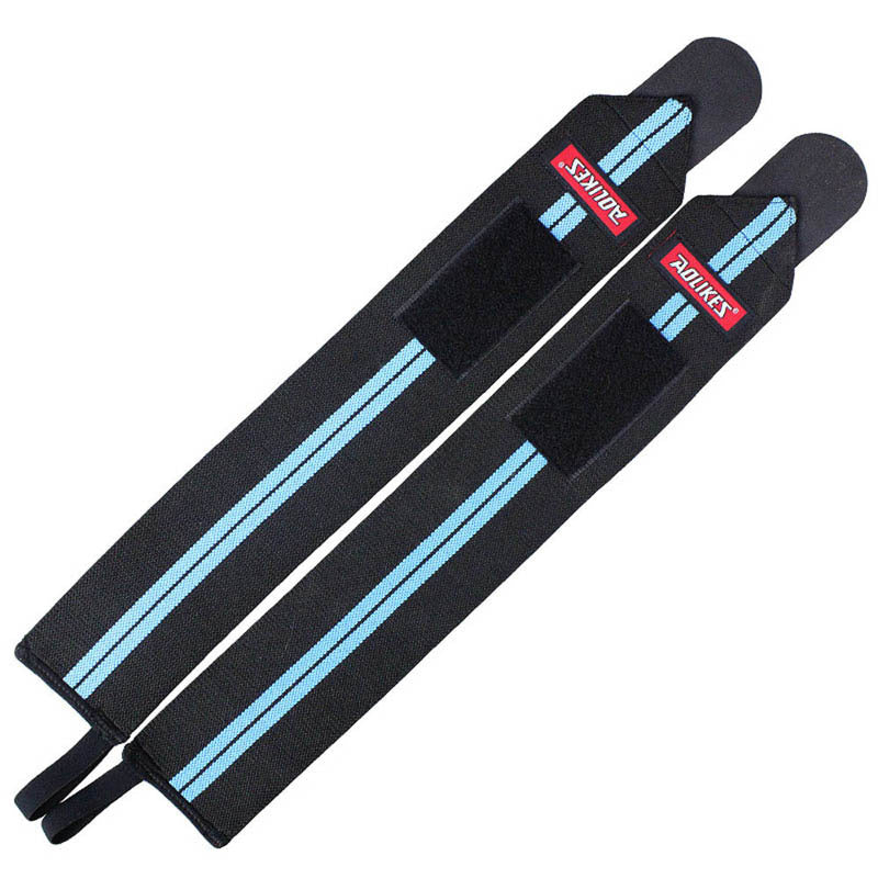 Weightlifting Wrist Wraps - Black blue 2pcs image