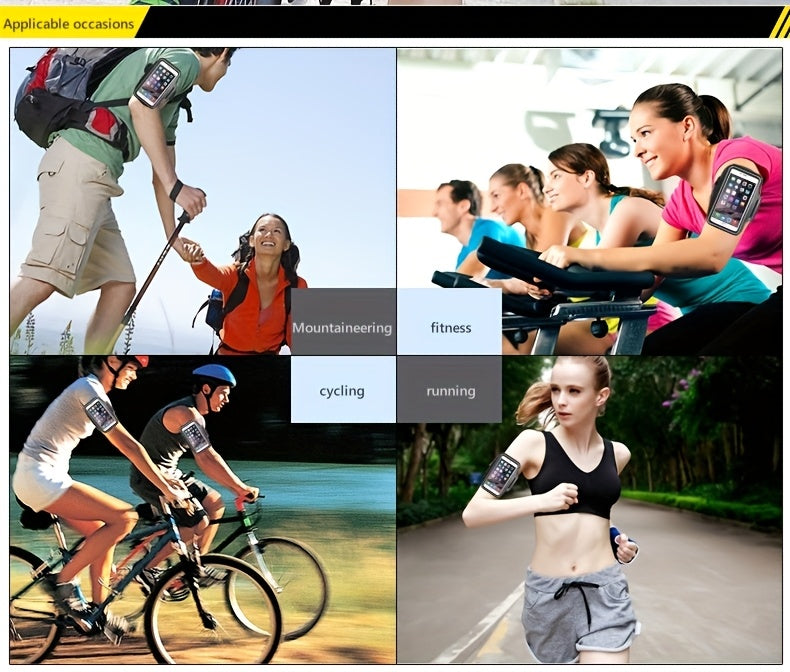 Collage of people using Phone holder for running​ for fitness tracking in various activities.