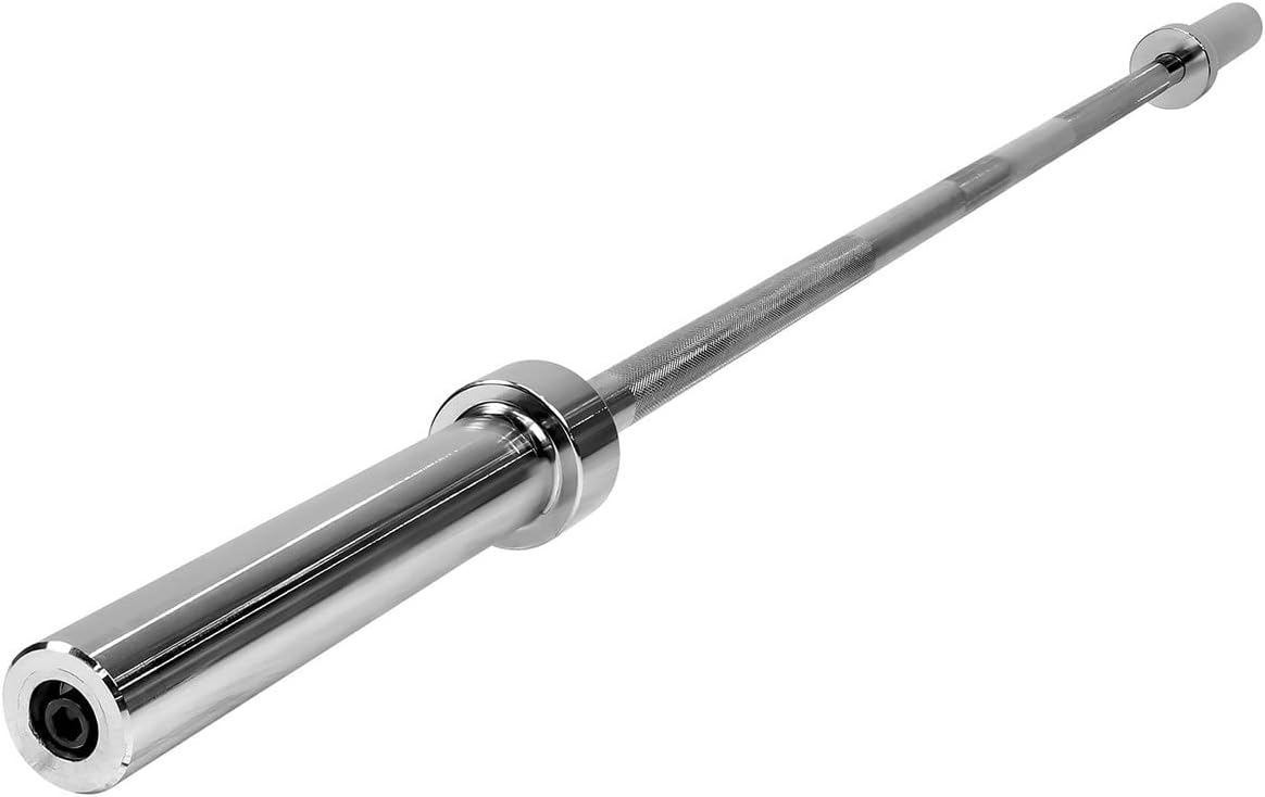 Chrome barbell bar sold by 100 Spartans on a white background