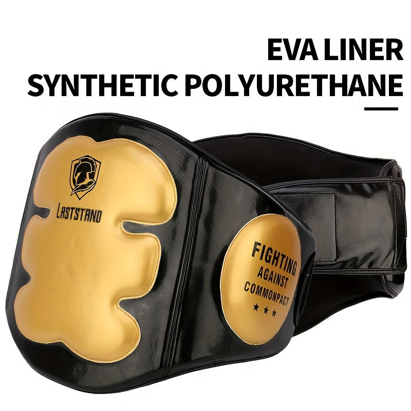 Black and gold protective gear with 'Laststand' branding on a white background