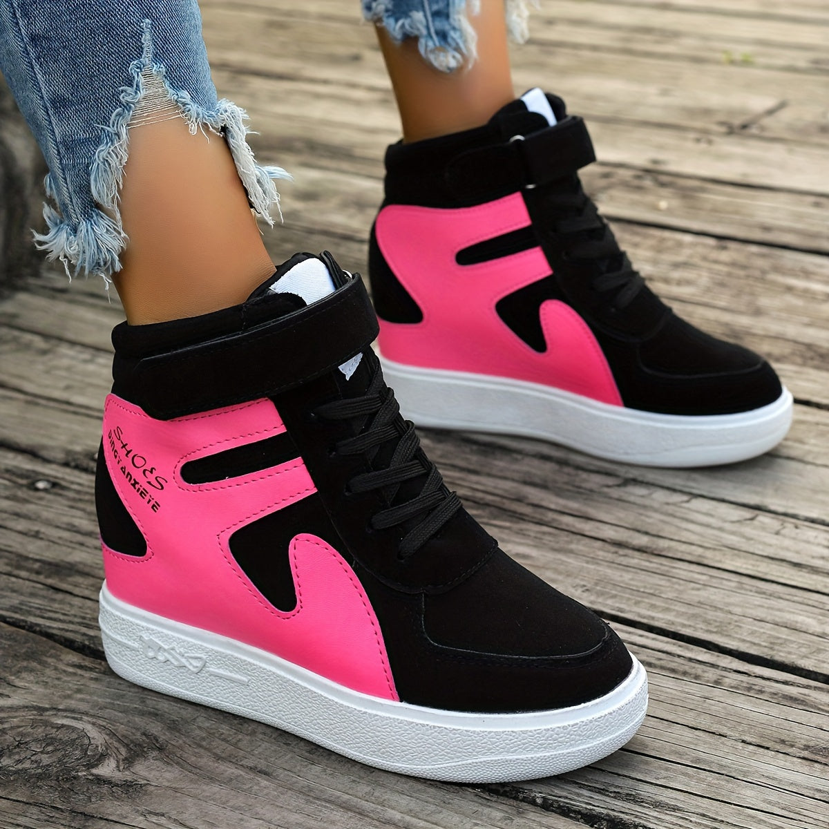 Black and pink Women's Wedge Heel Sneakers sold by 100 Spartans