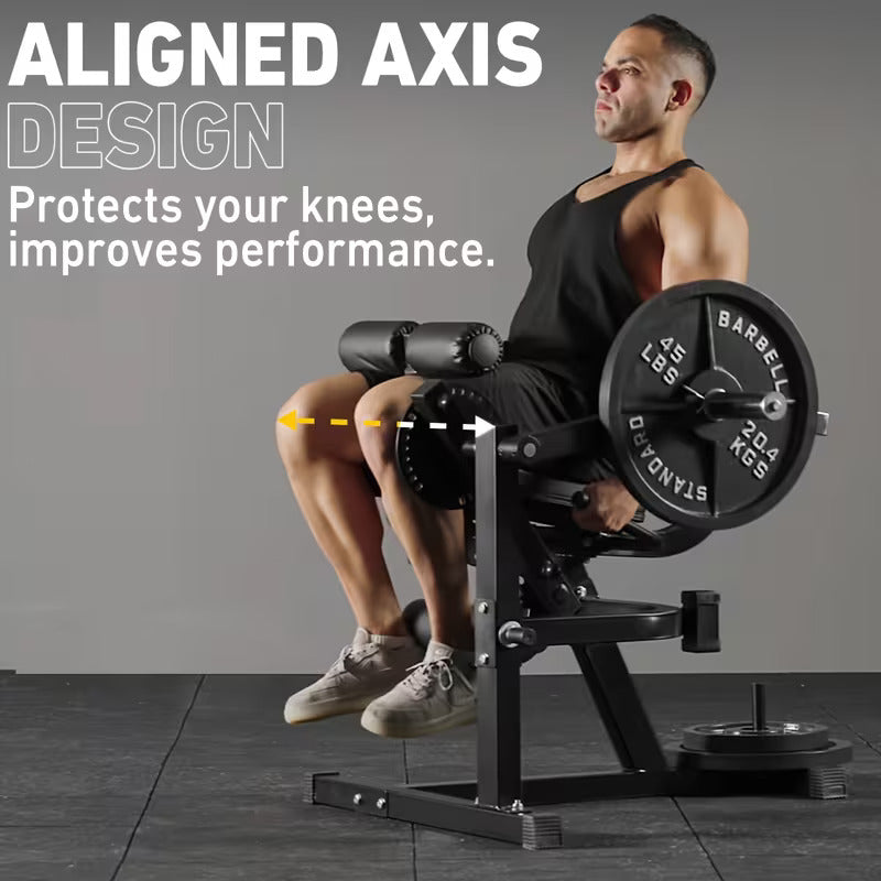 A man working out with a leg curl extension machine sold by 100 Spartans