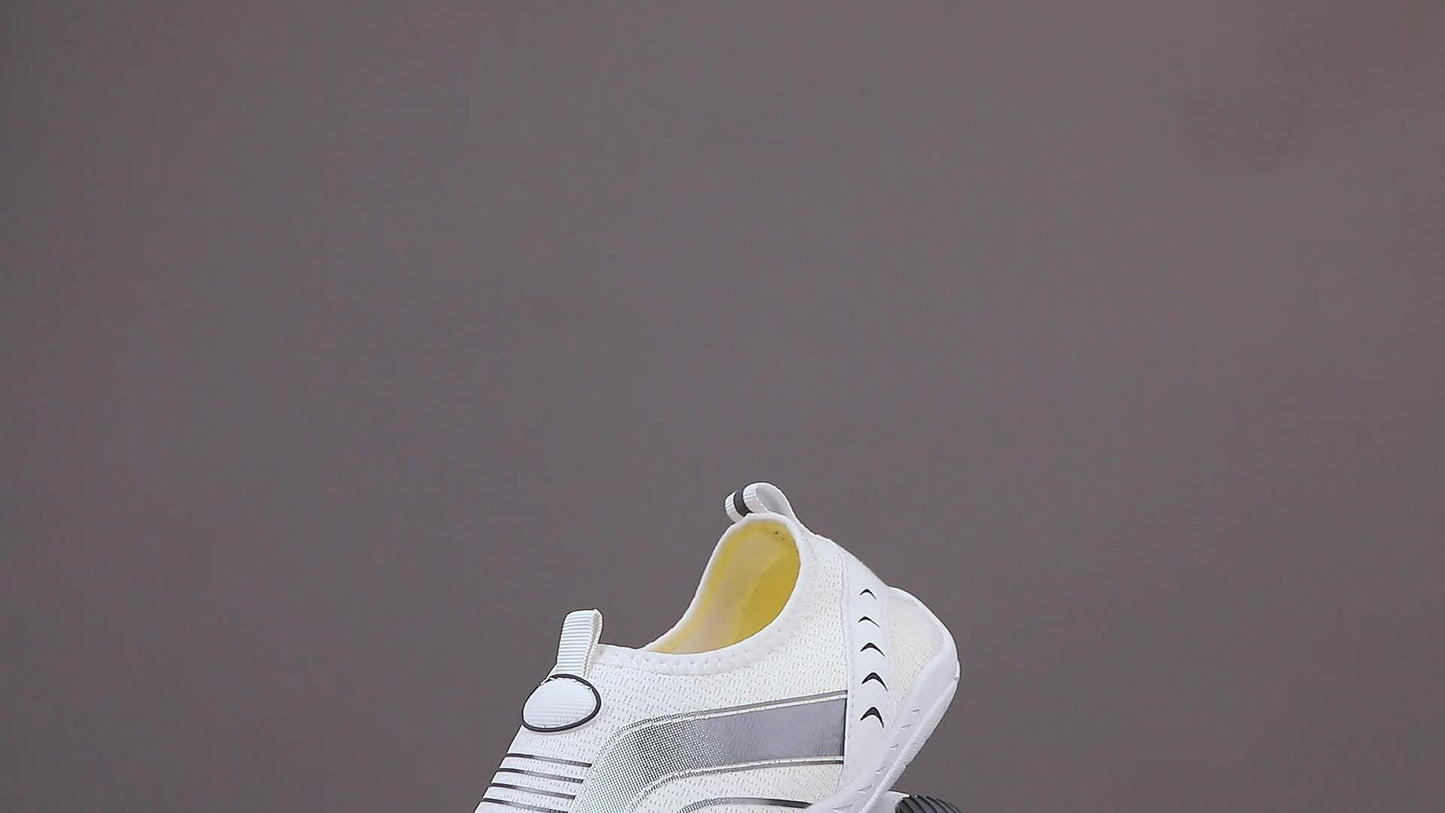 White water hiking shoes with a yellow sole on a dark gray background
