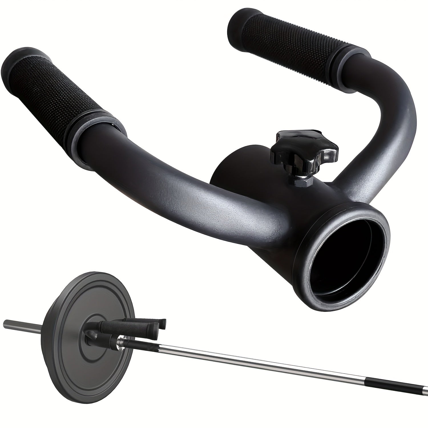 T Bar Row Attachment with weight plates on a white background