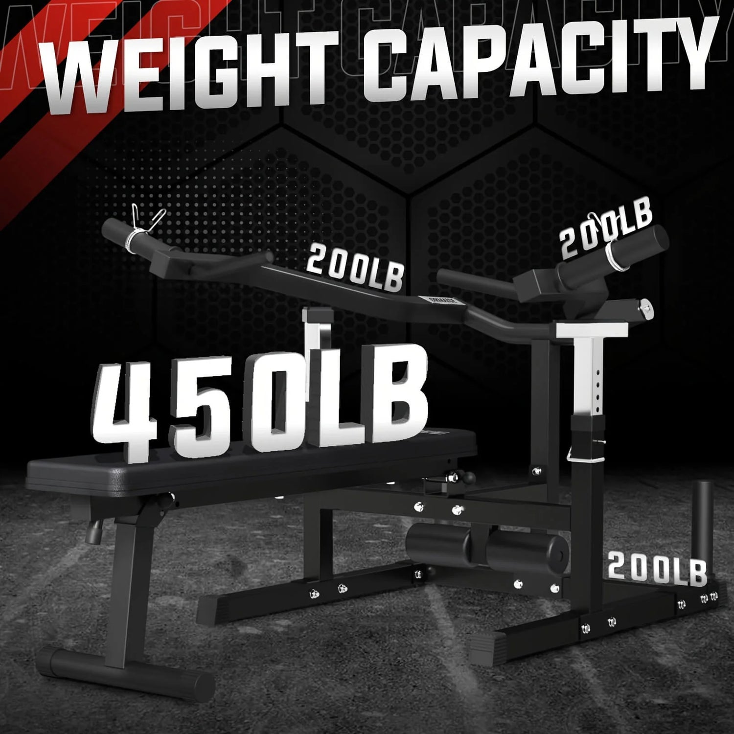 4 in 1 seated chest press machine  with weight capacity markings on a dark background
