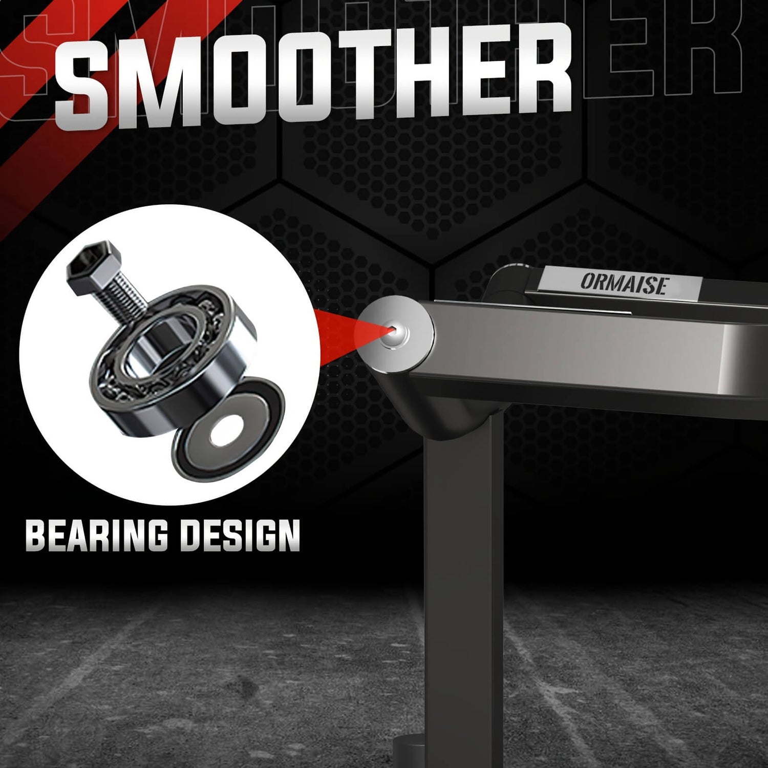 Ormaise smoother bearing mechanism of the 4 in 1 seated chest presss machine.